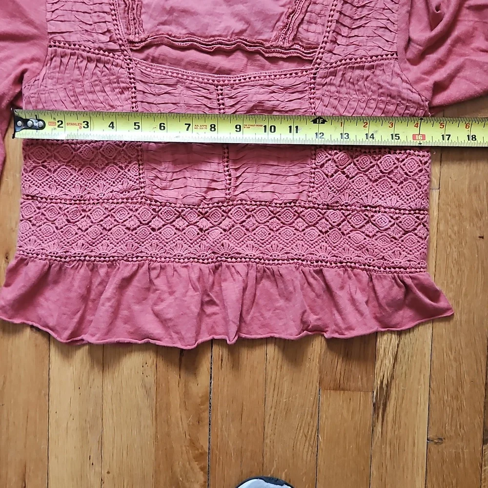 ANTHROPOLOGIE Rust quare neck crochet cotton Croppef top